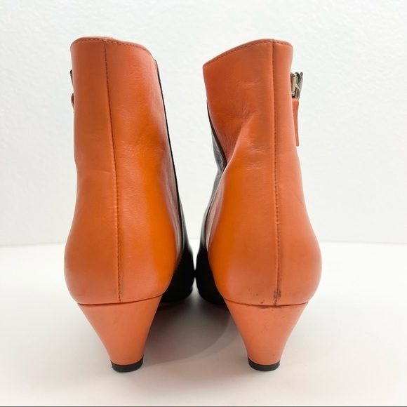 M by MISSONI Orange and Khaki Green Two-Tone Ankle Booties with Zippers, EU 37 - Picture 4 of 10